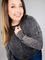 Zenana French Terry Acid Wash Raw Edge Pullover