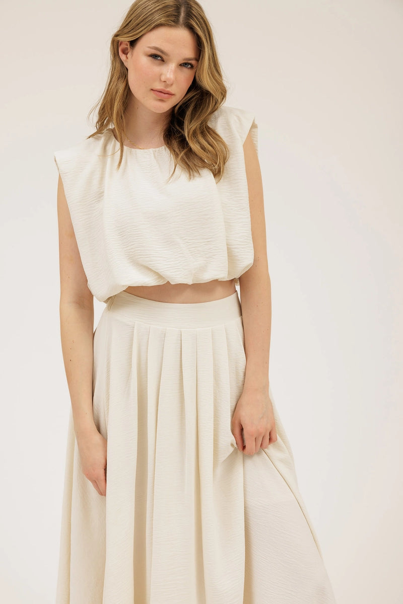 Box Pleated Midi Skirt