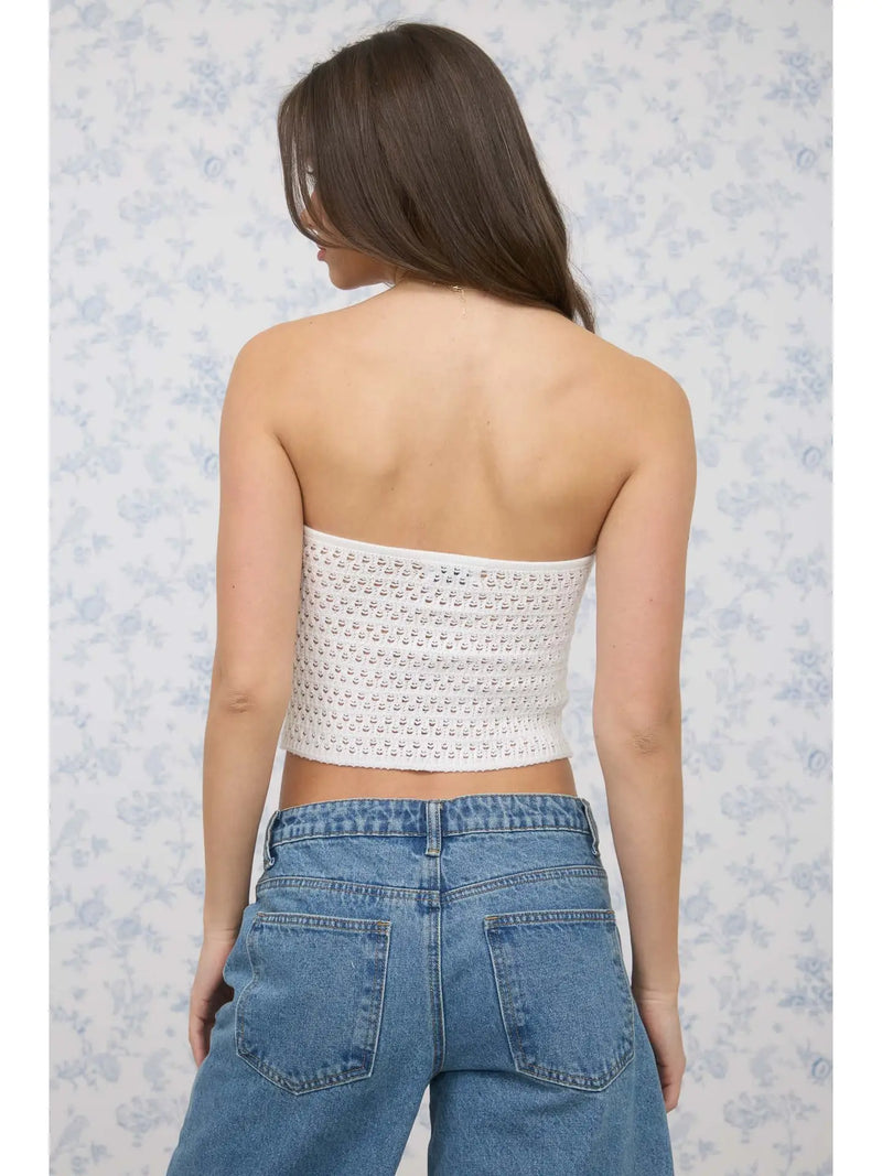 Strapless Crochet Knit Top