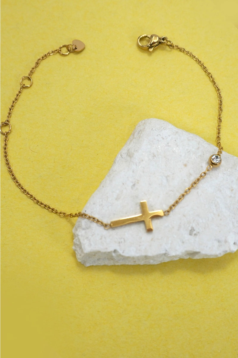 18K Stainless Steel Tarnish Free Cross Bracelet