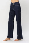 Judy Blue High Waist Rinse Wash Geometric Embroidery Wide Leg Jean