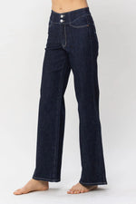 Judy Blue High Waist Rinse Wash Geometric Embroidery Wide Leg Jean
