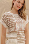 Multi Stripe Sheer Crochet Knit Top