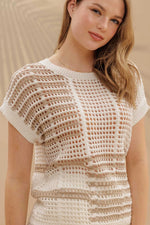 Multi Stripe Sheer Crochet Knit Top