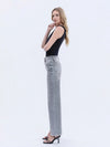 Vervet by Flying Monkey High Rise Full Length Grey Wide Leg Jeans