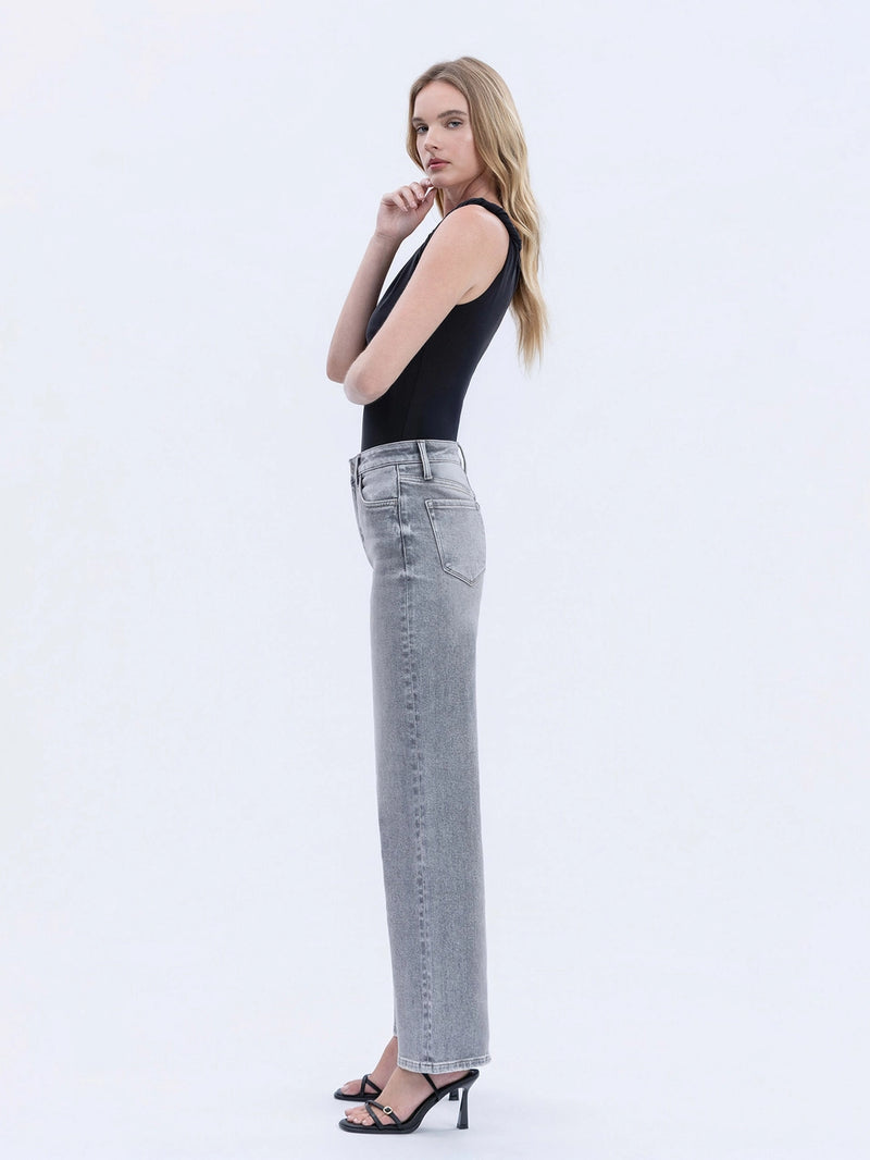 Vervet by Flying Monkey High Rise Full Length Grey Wide Leg Jeans