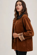 Corduroy Button Down Barn Coat Inner Plaid