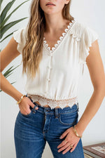 Scallop Lace Trim Crop Top