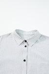 Pocketed Striped Collared Neck Long Sleeve Shirt