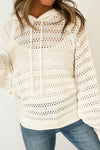 Openwork Drawstring Long Sleeve Hooded Knit Cover Up