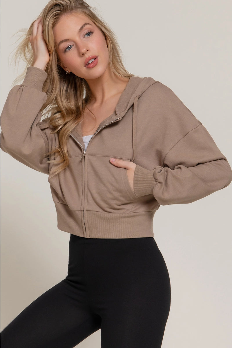 Long Sleeve Hoodie French Terry Zip Up Jacket