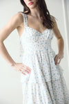 Floral Sleeveless Corset Ruffle Tiered Midi Dress