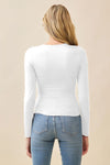 Long Sleeve Crew Neck Front Double Layered Top