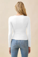 Long Sleeve Crew Neck Front Double Layered Top