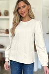 Textured Round Neck Long Sleeve Sweatshirt