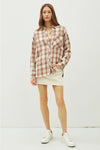 Mocha Plaid Flannel Long Sleeve Button Up Shirt