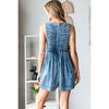 V-Neck Puff Sleeve Denim Romper