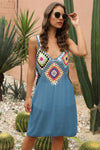 Geometric V-Neck Spaghetti Strap Cover Up Dress