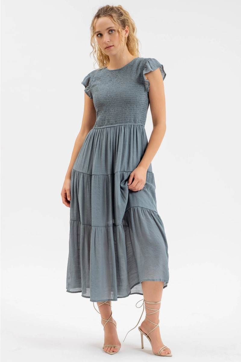 Smocked Tiered Midi Dress