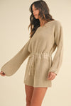 Round Neck Long Sleeve Sweater Romper