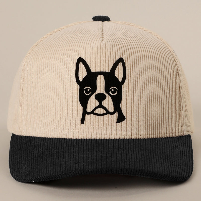 French Bulldog Heat Press Corduroy Baseball Cap