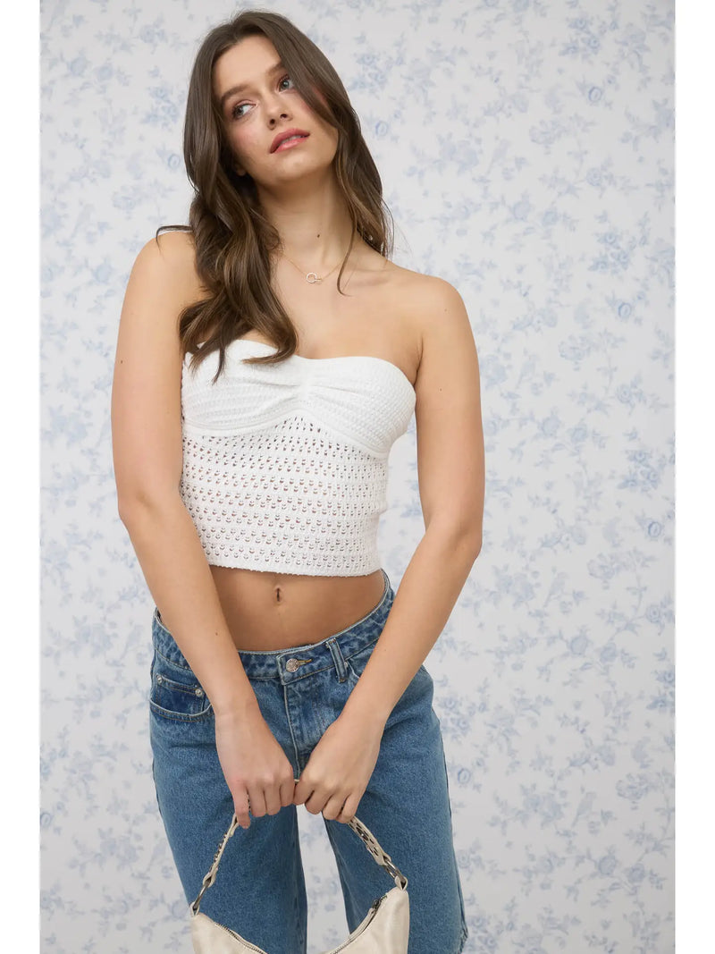 Strapless Crochet Knit Top