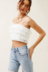 Ruffled Tulle Tiered Cropped Tank Top