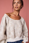 Nature Camo Print Off-Shoulder Sweatshirt
