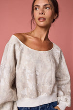 Nature Camo Print Off-Shoulder Sweatshirt