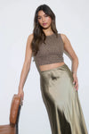 Leopard Print Sleeveless Cropped Knit Top