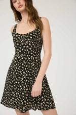 Floral Sleeveless Half Button Down Mini Dress