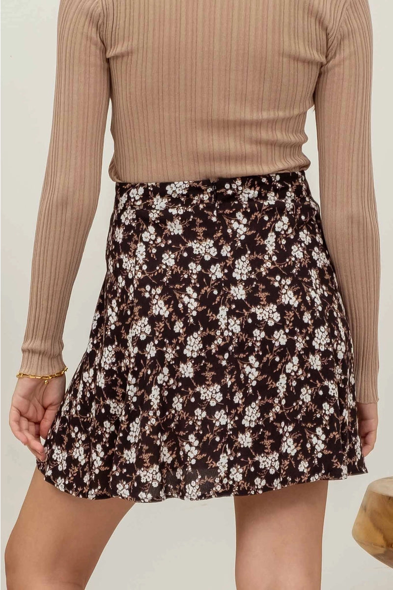 Floral Paneled Bias Mini Skirt