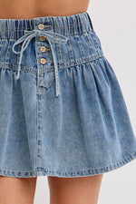 High-Rise, A-Line Denim Skirt