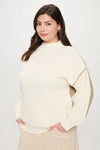 Plus Colorblock Mock Neck Exposed Seam Sweater