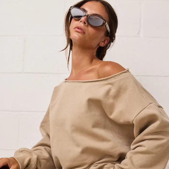Evelyn Loose Fit One Shoulder Sweatshirt