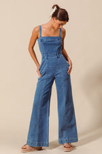 Raw Edge Washed Denim Jumpsuit