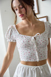 Floral Short Sleeve Knit Crop Top