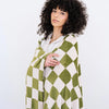 Olive Checkered Minky Stretch Throw Blanket
