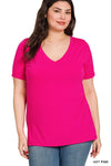 Plus Short Sleeve V-neck Tee