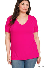Plus Short Sleeve V-neck Tee