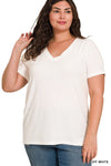 Plus Short Sleeve V-neck Tee