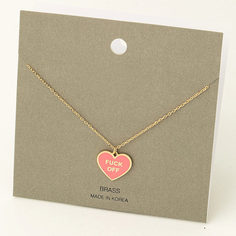 Fuck Off Heart Colored Pendant Necklace