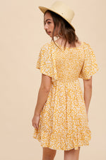 Flutter Sleeve Smocked Mini Dress