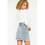 KanCan High Rise Frayed Hem Denim Skirt