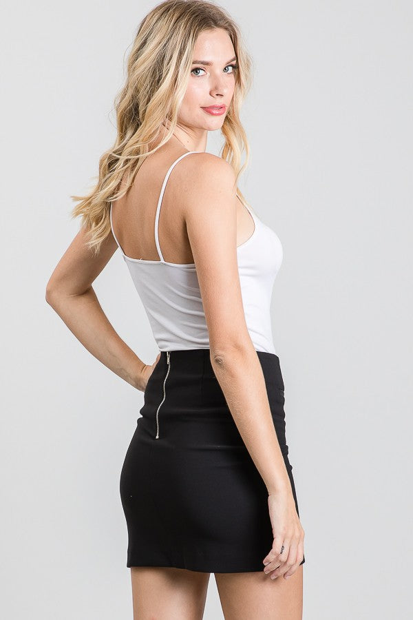 Ponte Welt Pocket Trim Waist Mini Skirt