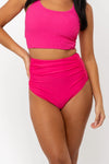 Hibiscus High Waisted Ruched Swim Bottoms