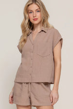 Dolman Short Sleeve Shirt & Shorts Linen Effect Set