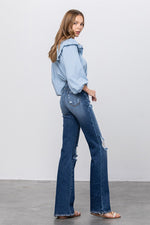 Picture Worthy High Rise Frayed Hem Flare Jeans