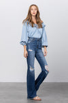 Picture Worthy High Rise Frayed Hem Flare Jeans