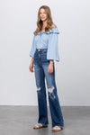 Picture Worthy High Rise Frayed Hem Flare Jeans